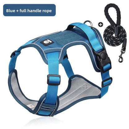 Pet dog chest and back strap leash
