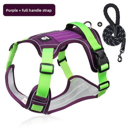 Pet dog chest and back strap leash