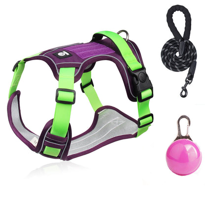 Pet dog chest and back strap leash