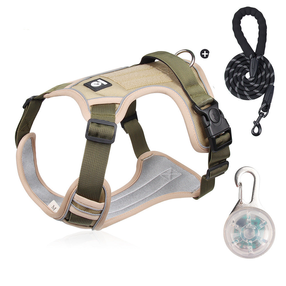 Pet dog chest and back strap leash