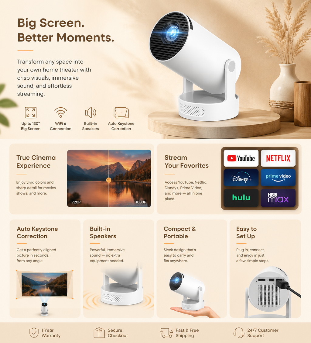 Plugged In Bed Mini Projector