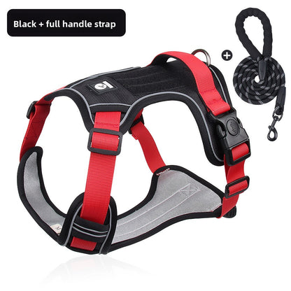 Pet dog chest and back strap leash