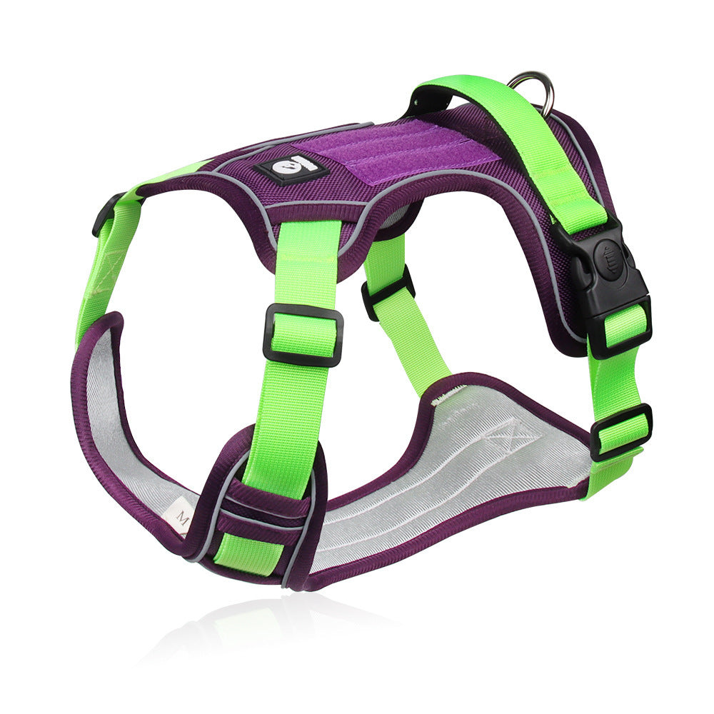 Pet dog chest and back strap leash